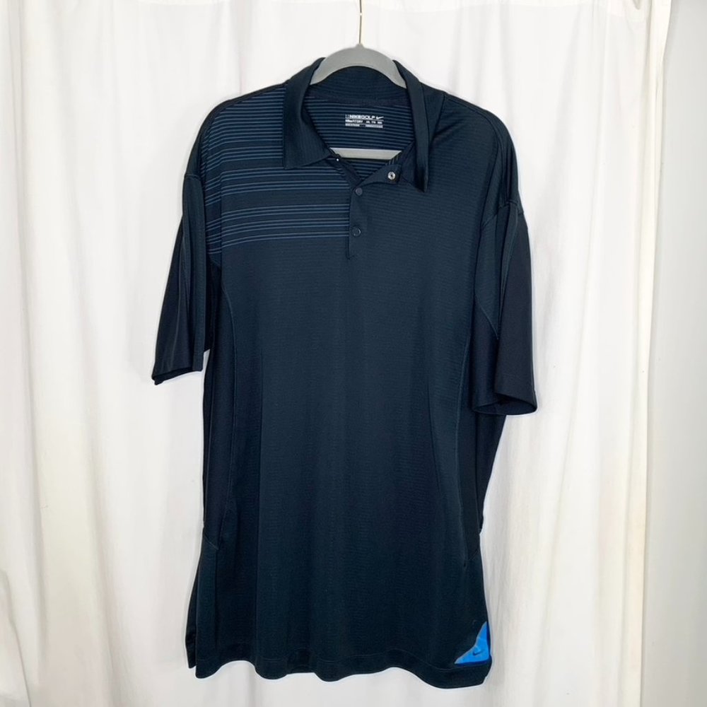 NIKE Mens Dri Fit Dark Blue Golf Shirt Size XXL Excellent 'Like New" Condition!